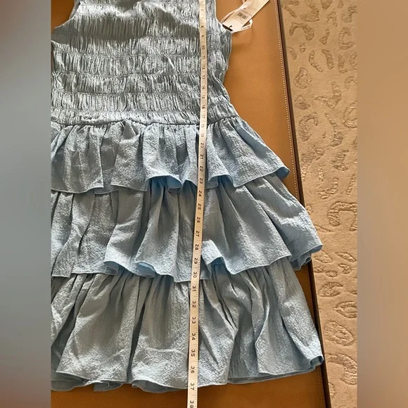 NEW Calvin Klein Blue Smocked & Tiered Sleeveless Dress. - Picture 10 of 14